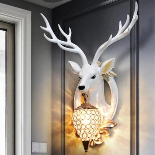 New European style wall dining room retro background hanging wall deer head antlers Scandinavia artesanato statue escultura