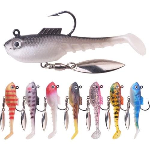 1PC Jig Head Wobblers Soft Lures 7cm 11.5g Silicone Artificial Bait Spinner Metal Spoon Sequins For Goby Bass Fishing Swimbaits