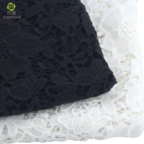 ShuanShuo 110*50cm Embroidered polyester lace clothing fabric milk silk material water soluble lace cloth embroidery lace