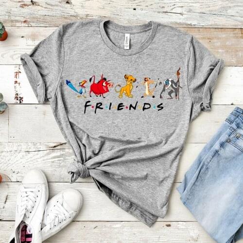 Cute Cartoon Graphic Tee Simba and His Friends Graphic Tee Animal Kingdom Shirt Funny Cartoon Tee Kawaii Tops
