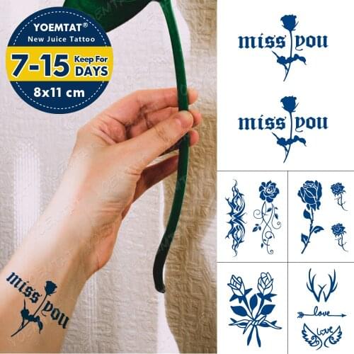 Juice Lasting Waterproof Temporary Tattoo Sticker Rose Peony Flower Flash Tattoos Female Sexy Arm Chest Body Art Fake Tatto Male