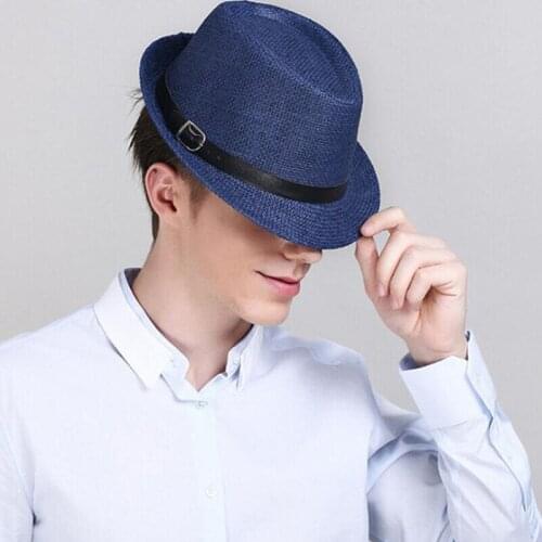 Straw Hat Male Korean Version Of The Tide Fashion Shade Hat Female British Retro Jazz Hat Gentleman Hat Sun Hat Milky White