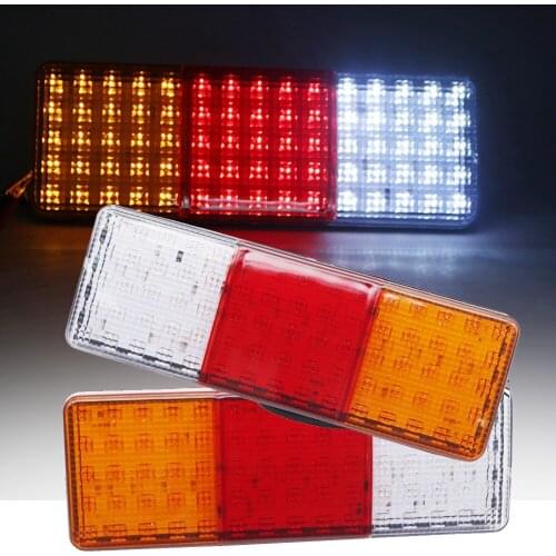 2pcs 12V 24V LED Car Truck Tail Light Warning Lights Rear Lamps Waterproof Tail light for Trailer Caravans buses vans 75 Leds