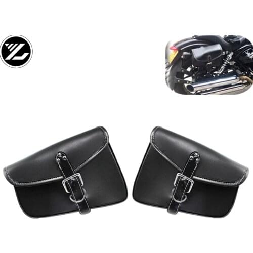 Universal Motorcycle Saddlebags Leather Side Storage Tool Pouch Luggage Bag for yamaha suzuki honda kawasaki Triphum Indian 883