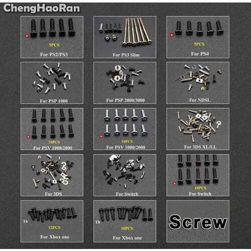 ChengHaoRan Head Screws Replacement For PS4 PS3 Slim PS2 PSP 1000 2000 Xbox one/360 For 3DS XL/LL Switch Controller Screw Kit