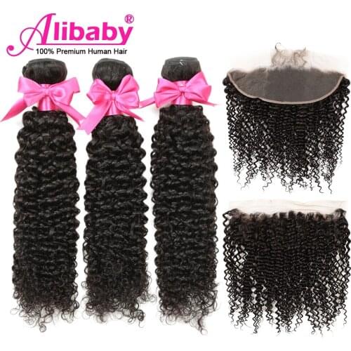 Curly Bundles With Frontal Jerry Curl Human Hair Mongolian Bundles With Frontal Wet And Wavy Human Hair Remy Lace Frontal