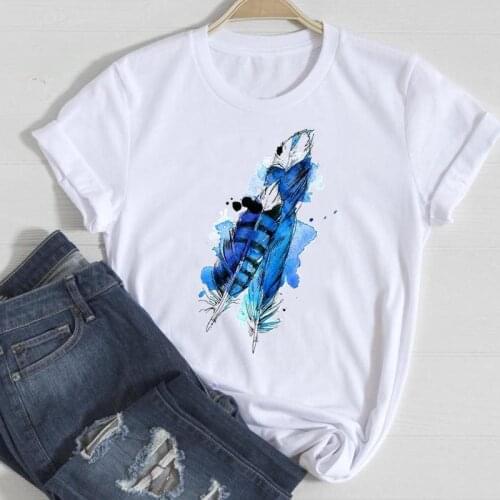 Women Short Sleeve Watercolor Printing New Fashion Cartoon Summer Graphic T Top Lady Print Tee Female Tshirts Clothes T-Shirt