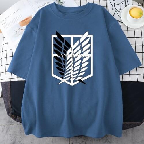 Attack On Titan Jiyuu No Tsubasa Printing Woman T Shirt Simple Slim Tshirt Vintage Soft Tops Hip Hop Casual T-Shirts WomanS