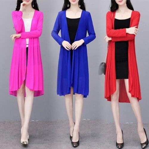 Ice Silk Womens Jacket Mid-length Summer New Wild Ultra-thin Loose Fashion UV-resistant Breathable Sunscreen Clothing Y992