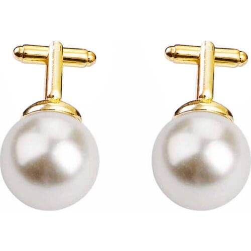 2Pcs Fashion Unisex Pearl Cufflinks Shirt Sleeve Buttons Clothes Accessory Gift