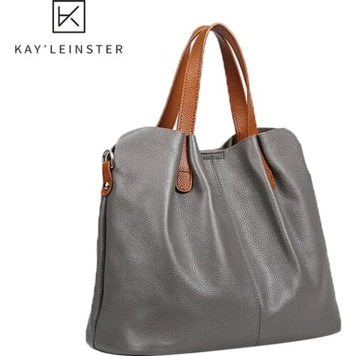 2020 New Leather Handbags Women Fashion Contrast Color First Layer Cowhide Composite Bag Big Shoulder Bags Messenger Female Bag