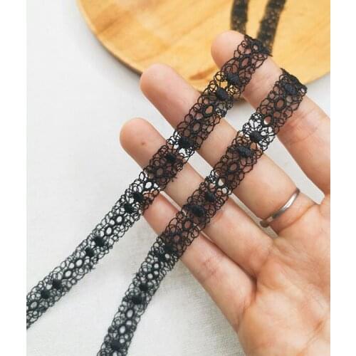 4 Meters/lot Width 1cm Delicate Embroidery Lace Ribbon DIY Black Sewing Lace Fabric Trim Dress Decoration Craft