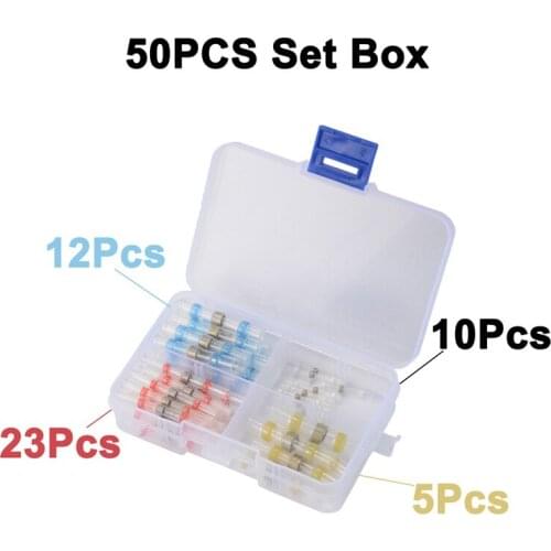 50 Pcs Solder Seal Wire Connectors-Heat Shrink Solder Butt Connectors - Solder Connector Kit - Automotive Marine Insulated Kit