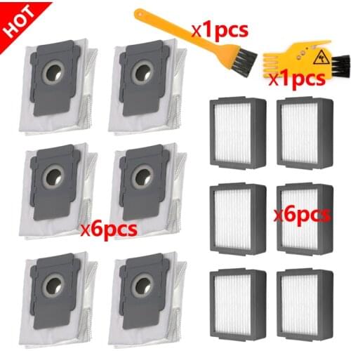 6*HEPA Filter + 6*Dust Bags Replacement For iRobot Roomba i3 i7 E5 E6 I Series Robot Vacuum Cleaner Parts
