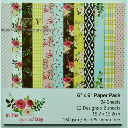 DIY Photo Album Flower Patterned Decorative Scrapbooking Papers Crafts Art Card 6" Single Side Printed 24 Sheets /Set jf02