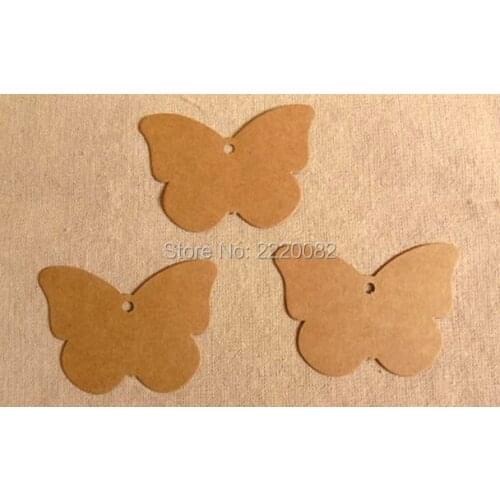 Free shipping in stock blank tag 350gsm craft pape7.2x5.2cm 300 pcs a lot gift tag/paper card hang label/butterfly shape tag