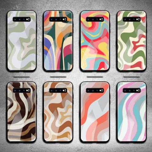 Liquid Swirl Abstract Pattern in Beige Sage Green Phone Case Tempered Glass For Samsung S20 Plus S7 S8 S9 S10 Note 8 9 10 Plus