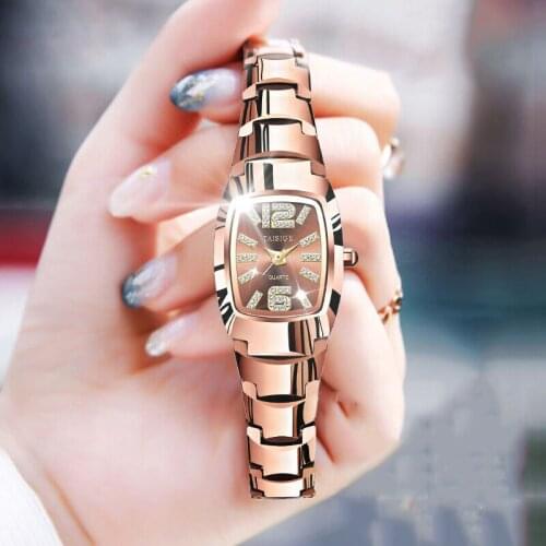 Elegant Diamond Ladies Watch Tungsten Steel Luxury Brand Women Watches Crystal Rose Gold Girl Female Wristwatch relogio feminino