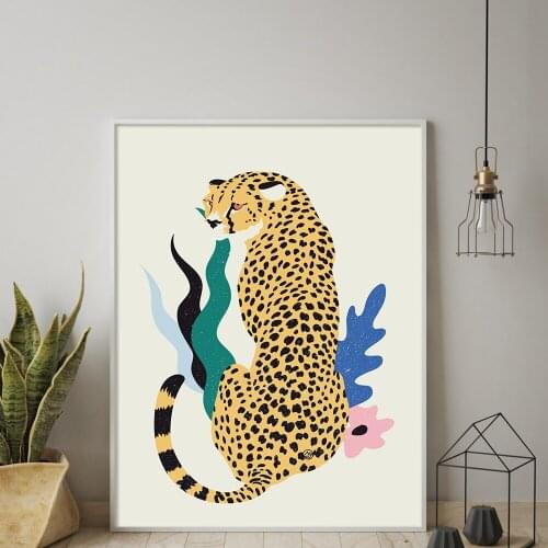 Jungle Cheetah illustration poster Minimalist Wall Art Canvas Painting Nordic Posters And Prints Wall Pictures For Living Room