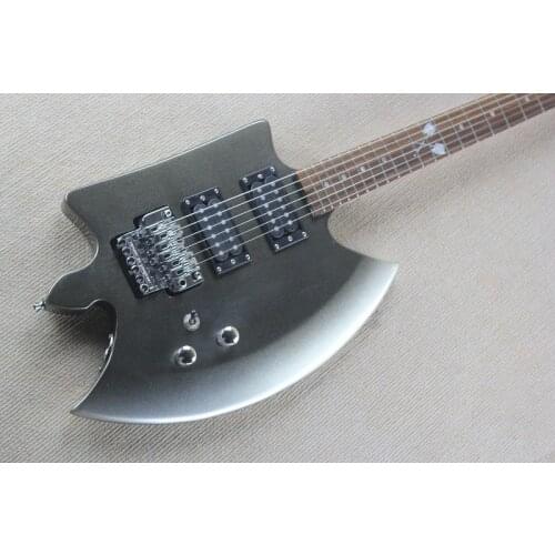 Custom 6 string guitar,axe hatchet guitar,tremolo bridge,HH pickups,neck bolt on body,chopper inlay