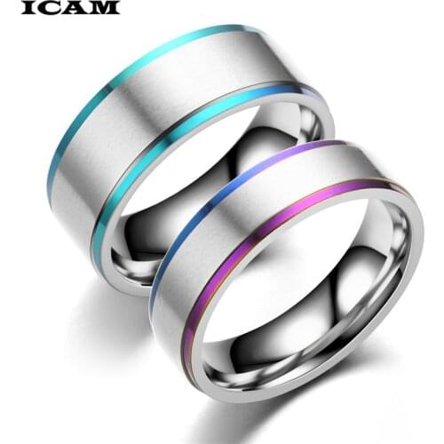ICAM Mens Womens Rainbow Colorful LGBT Pulsera Ring Stainless Steel Wedding Band Lebian & Gay Rings Drop Shipping