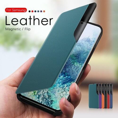 For Samsung Galaxy S20 Ultra Case Three-generation Smart View Leather Flip Cover For Samsung S21 Ultra S20 S10 S9 S8 Plus Case