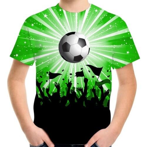 Summer Children Teen Fashion Football Tshirt Funny Soccer Print Cool T-Shirt For Boys Girl 4-13Y Kids Birthday Clothes Tee Tops