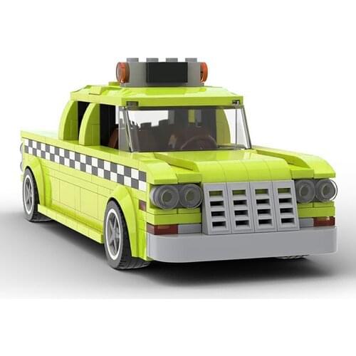 MOC 1975 City Taxi Driver Cars NYC Checker Taxi Master Cab Building Blocks Bricks Assemble Vehicle Model Game Toys For Children