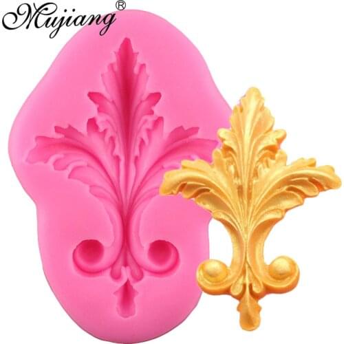 Mujiang 3D Euporean Flower Pattern Silicone Molds Baroque Scrolls Cake Border Decorating Fondant Mold Chocolate Gumpaste Moulds