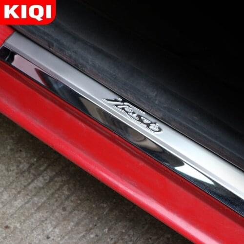 Car Door Sill Plates For Ford Fiesta Accessories Stainless Steel Car Scuff Sticker New Fiesta 2009 - 2017 Door Sill Plate Cover