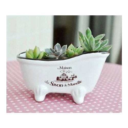 Table decoration home decor flower vase retro finishing bathtub style ceramic flower pot fleshier plant flower pot desktop vase