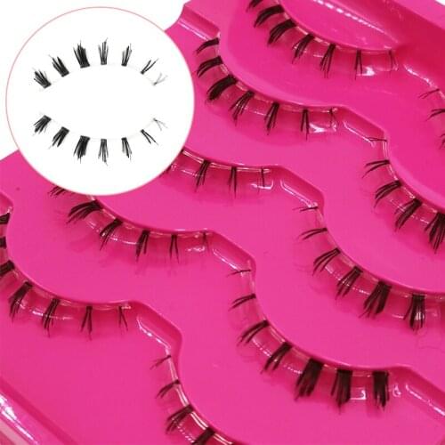 ICYCHEER 5 Pairs Lower Eyelashes Under Eye Lashes Soft Lower Eyelashes 100% Handmade Clear Band Bottom Lashes