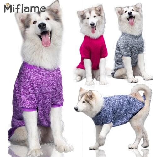 Miflame 4 Color Large Dogs Clothes Solid Dog Hoodies Satsuma Labrador Autumn Winter Pet Sweatshirt For Dogs Costume Pet Supplies