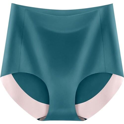 Solid Women Silk Panties Physiological Underpant Seamless Sport Briefs High Waist Female Casual Panty Comfort Lady Lingerie A30