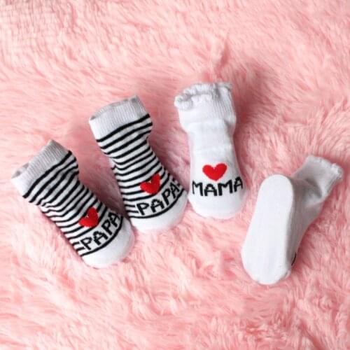 Autumn Winter Cute Love Mama Baby Socks Soft For Girls Boys Newborn Toddler White Stripe Heart Letter Socks Meia Infantil