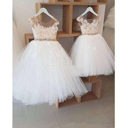 Flower Girl Dresses With Champagne Bow Sash