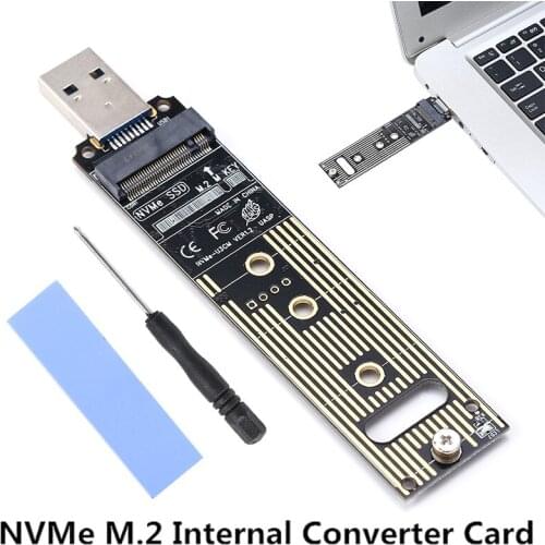 Pohiks 1pc High Performance M.2 NVME SSD to USB 3.1 Adapter PCI-E Internal Converter Riser Card With Screwdriver