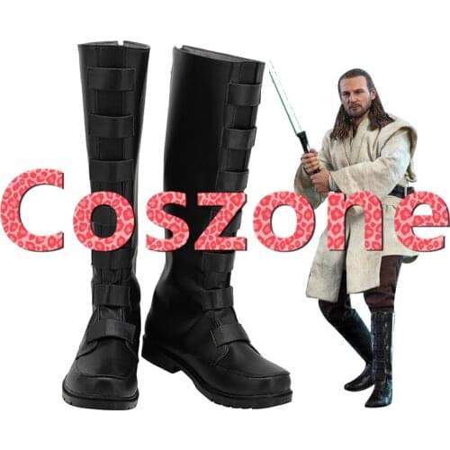 The Last Jedi Qui-Gon Jinn Black Cosplay Shoes Boots Halloween Carnival Party Cosplay Costume Accessories