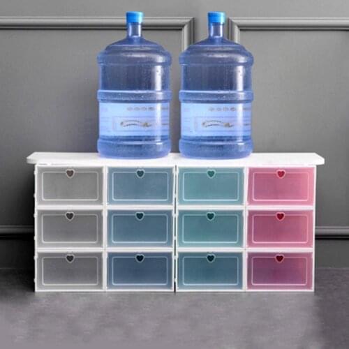 Clear PP Stackable Dust-proof Flip Drawer Shoes Box Storage Container Organizer Storage Case For Household Shoes Toys