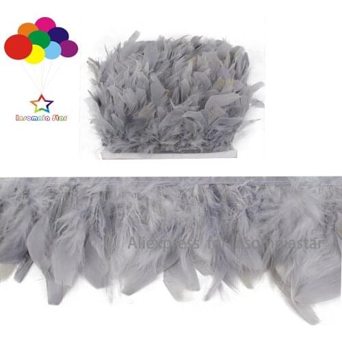Gray Good Flake Turkey Feathers Trim Cloth Sideband Chicken Pheasant Feather Trims Clothing Wedding Feather Ribbon