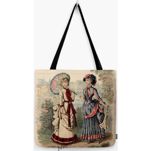 Vintage European Royal Court Elegant Lady Duchess Princess Victorian Era Art Style Woman Shoulder Bag Water Resistant Tote Bag