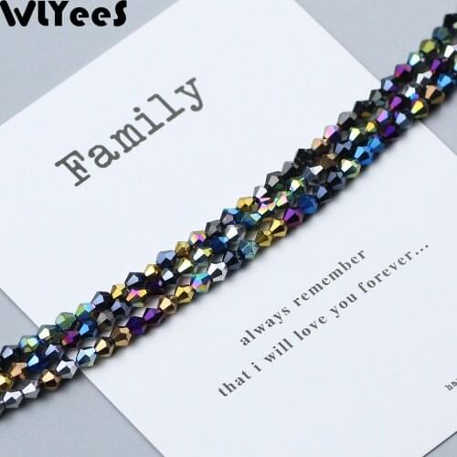 WLYeeS Plating 3mm Austrian Bicone crystals beads 200pcs Double cone surface color loose beads for DIY Jewelry Necklace Making