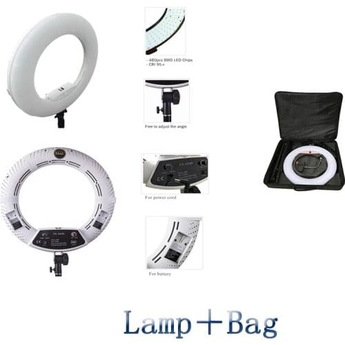 Yidoblo White FS-480II Photography/Photo/Studio 18" 480 LED Ring Light 5600K Dimmable Camera Ring Video Light Lamp + bag