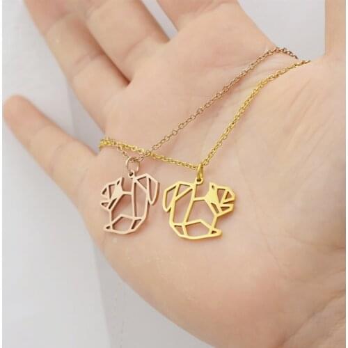 Origami squirrel Pendant Necklace For Women Girl Stainless Steel Charms Fashion Jewellery Bijoux Femme 2020 Birthday Gift
