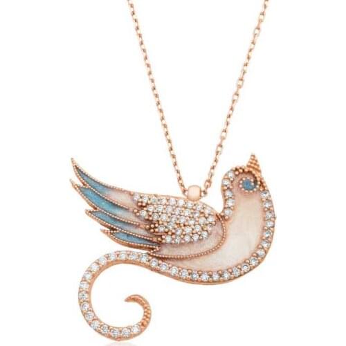 KUTAYDAN 925 Sterling Silver Zümrüdü Phoenix Lady Necklace