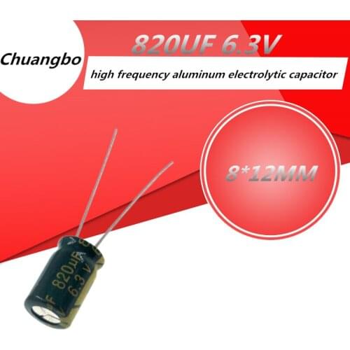 10pcs/lot 6.3V 820UF 8*12MM Low ESR / Impedance high frequency aluminum electrolytic capacitor 820UF 6.3V820UF 20