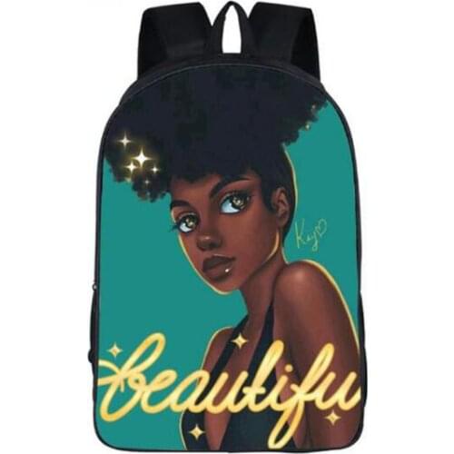 16inch Black Girl Backpack Printed School Bags for Girls Bookbag Children Gift Customized