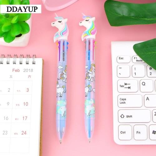2Pcs/lot 6 Colors Unicorn Cartoon Ballpoint Pen School Office Supply Gift Stationery Papelaria Escolar