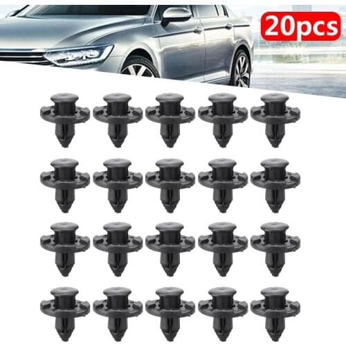 20pcs 8mm Black Plastic Rivet Bumper Retainer Fender Fastener Push Clips for Nissan Car Interior Accessories