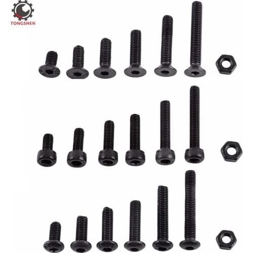 250pcs M3 Screws Nuts allen socket head screw Hex Socket Screw button head and flat head countersunk head Screw with Nuts